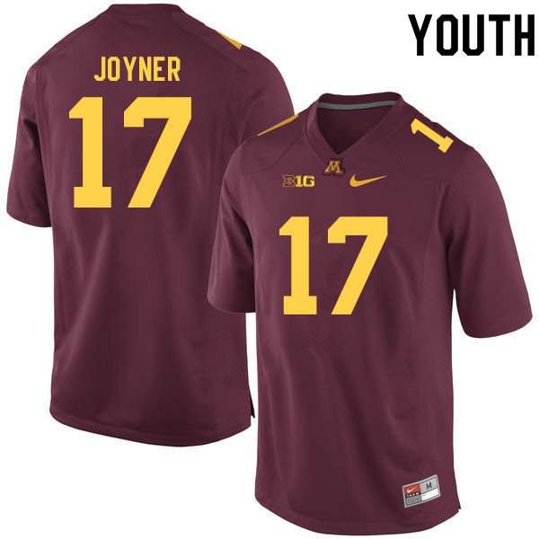 Youth #17 Jah Joyner Minnesota Golden Gophers College Football Jerseys Sale-Maroon - Click Image to Close
